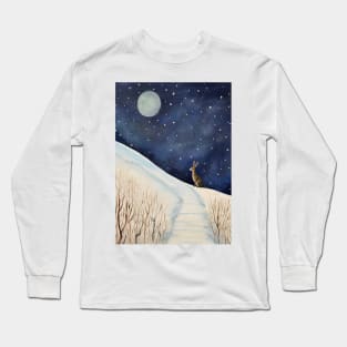 Moonlit Reverie: The Hare's Serenity Long Sleeve T-Shirt